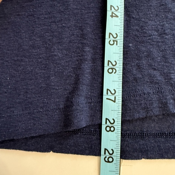 Aerie Navy Blue Linen Blend Lightweight Crewneck Short Sleeve Oversized Shirt LG - Picture 10 of 10